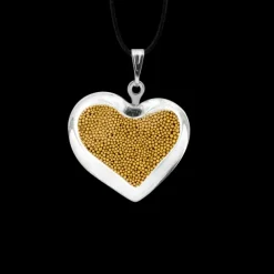 Pendentif en verre souffle - Coeur nano billes
