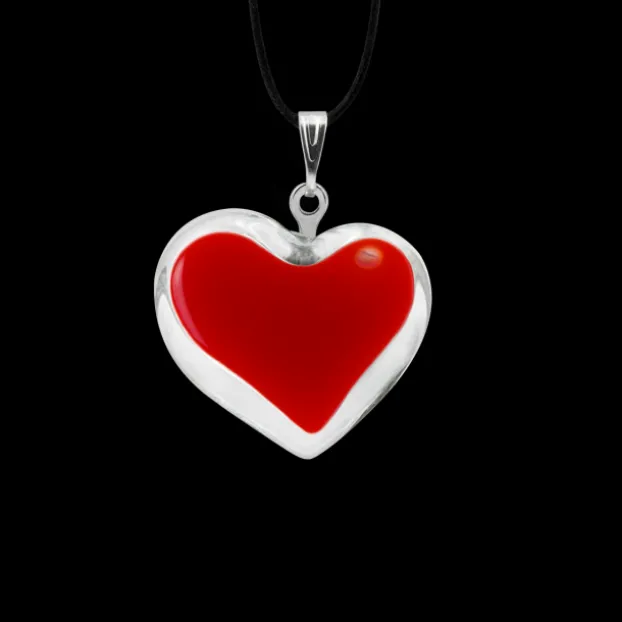 Pendentif en verre souffle - Coeur nano milk