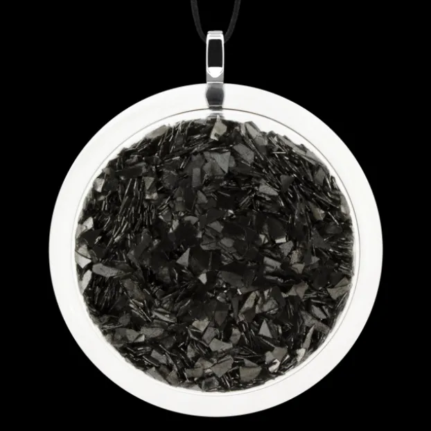 Pendentif en verre souffle - Cachou Giga Paillettes
