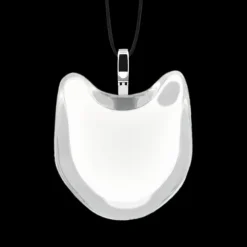 Pendentif en verre souffle - Chat Medium Milk