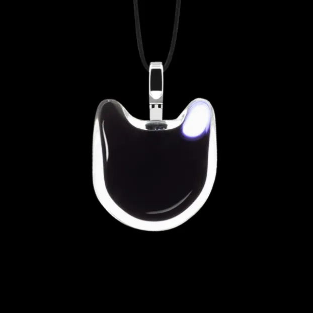 Pendentif en verre souffle - Chat nano milk