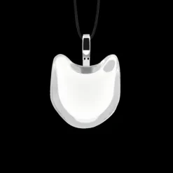 Pendentif en verre souffle - Chat nano milk