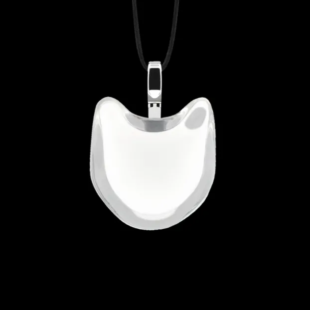 Pendentif en verre souffle - Chat nano milk