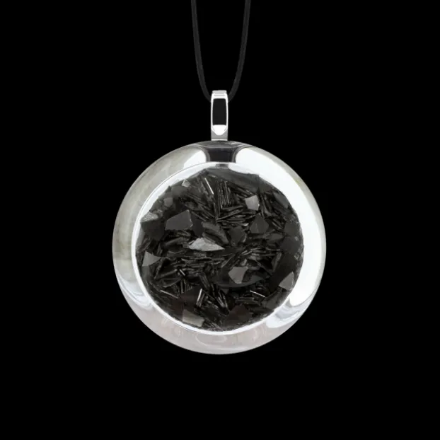 Pendentif en verre souffle - Cachou Mini Paillettes