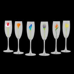 Set de 6 flutes a Champagne - Champ de fleurs