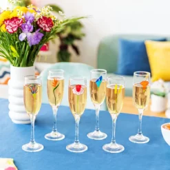 Set de 6 flutes a Champagne - Champ de fleurs