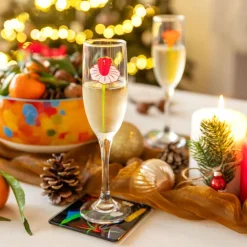 Set de 6 flutes a Champagne - Champ de fleurs